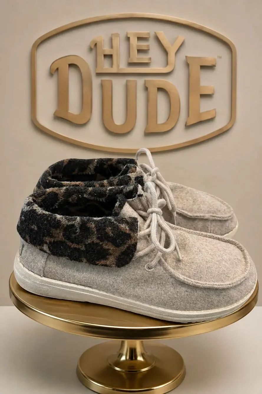 Hey Dude Britt Cheetah Mid Boots Cream Women’s US 7 EU 38